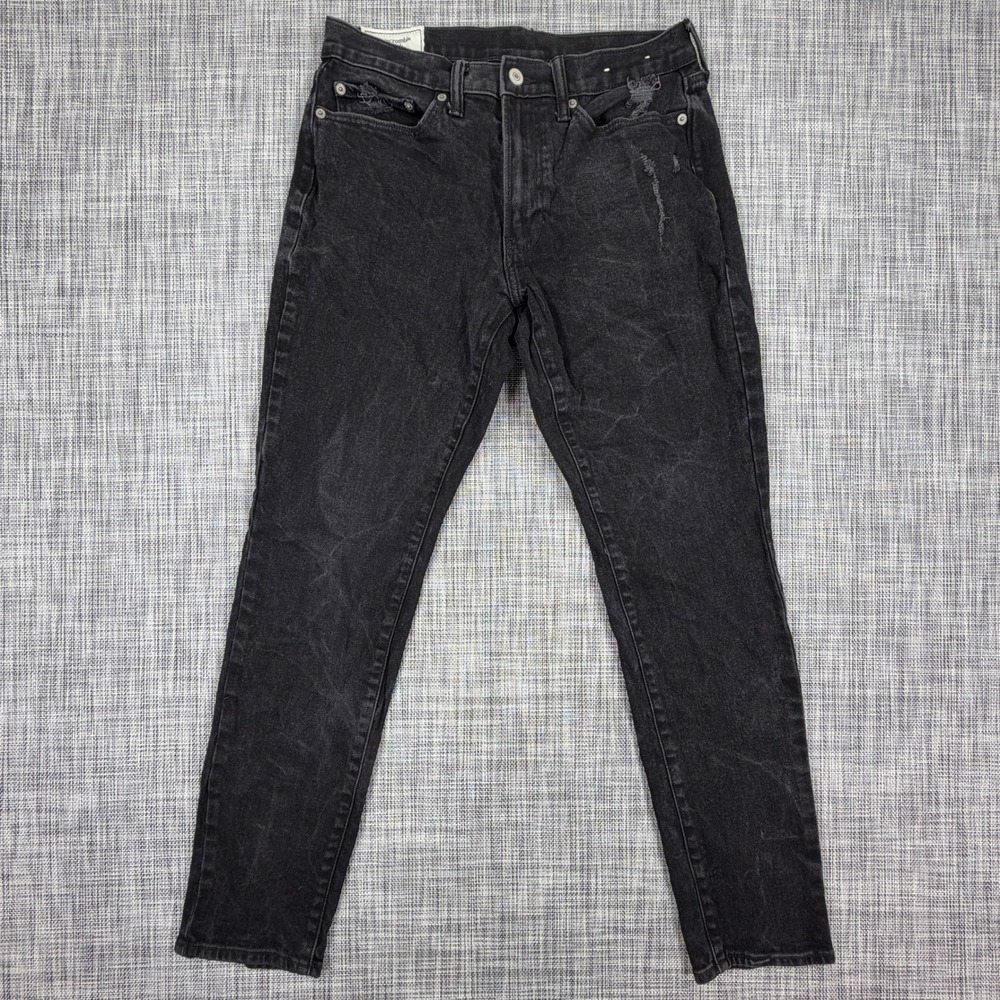 Abercrombie & Fitch Mens Athletic Slim Jeans 30x32 Washed Black Distressed Denim